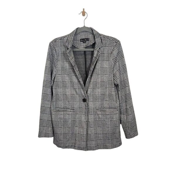 Love‎ Tree Glen Plaid Knit Blazer in Black and Gray - Size Medium - Picture 1 of 7
